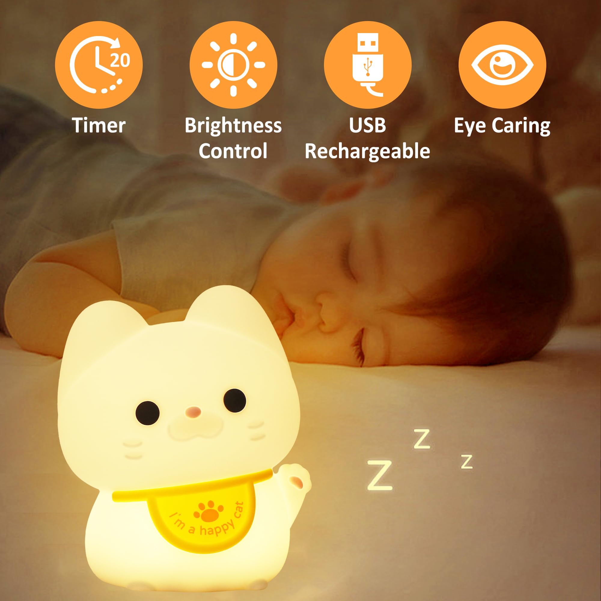 Luce notturna per bambini neonati colori Gatto Kawaii luce notturna a LED ricaricabile funzione timer Lampada da comodino in silicone regalo tattile | Leroy Merlin Luce notturna per bambini neonati colori Gatto Kawaii luce notturna a LED ricaricabile funzione timer Lampada da comodino in silicone regalo tattile | Leroy Merlin