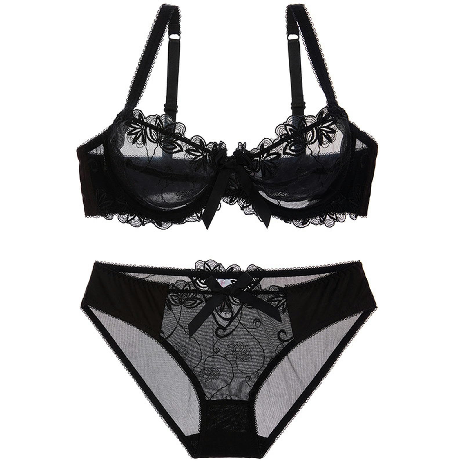 Biancheria Intima Donna Women Sexy Lace Lingerie Set Floral Underwired Bra And Panty Sets 2 Piece-bianco-90c