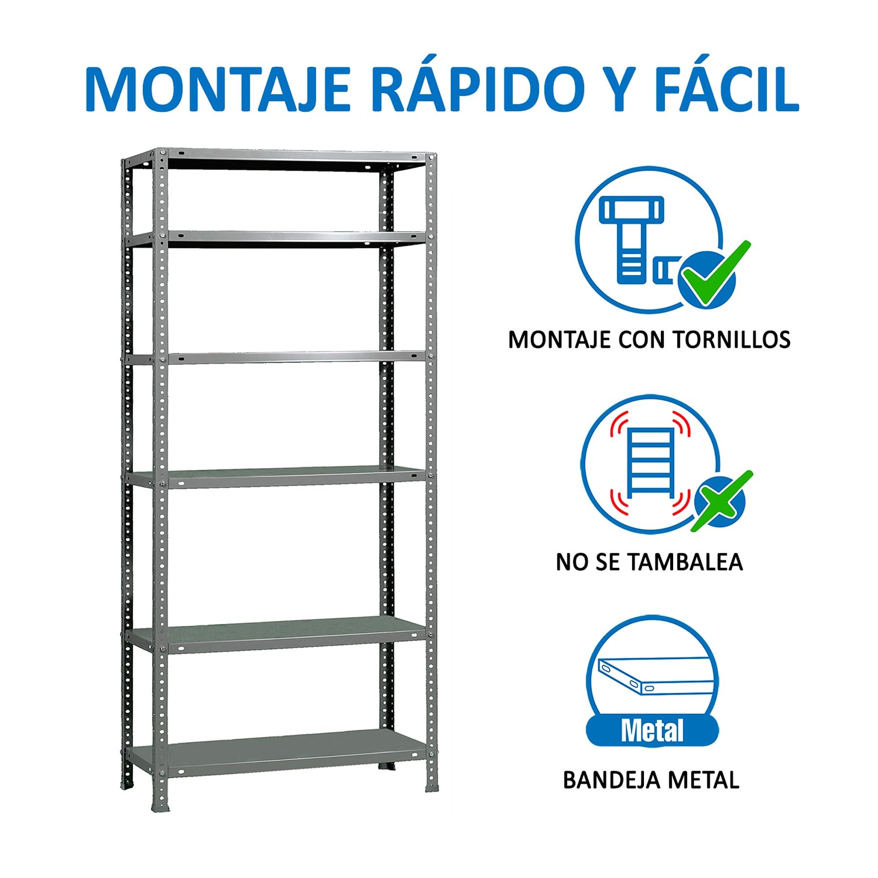 Simon Rack Regał metalowy 2000x900x300 mm, 6 półek, nośność 75 kg na półkę, regał magazynowy i garażowy, stabilna konstrukcja, łatwy montaż, kolor Szare – Simon Classic