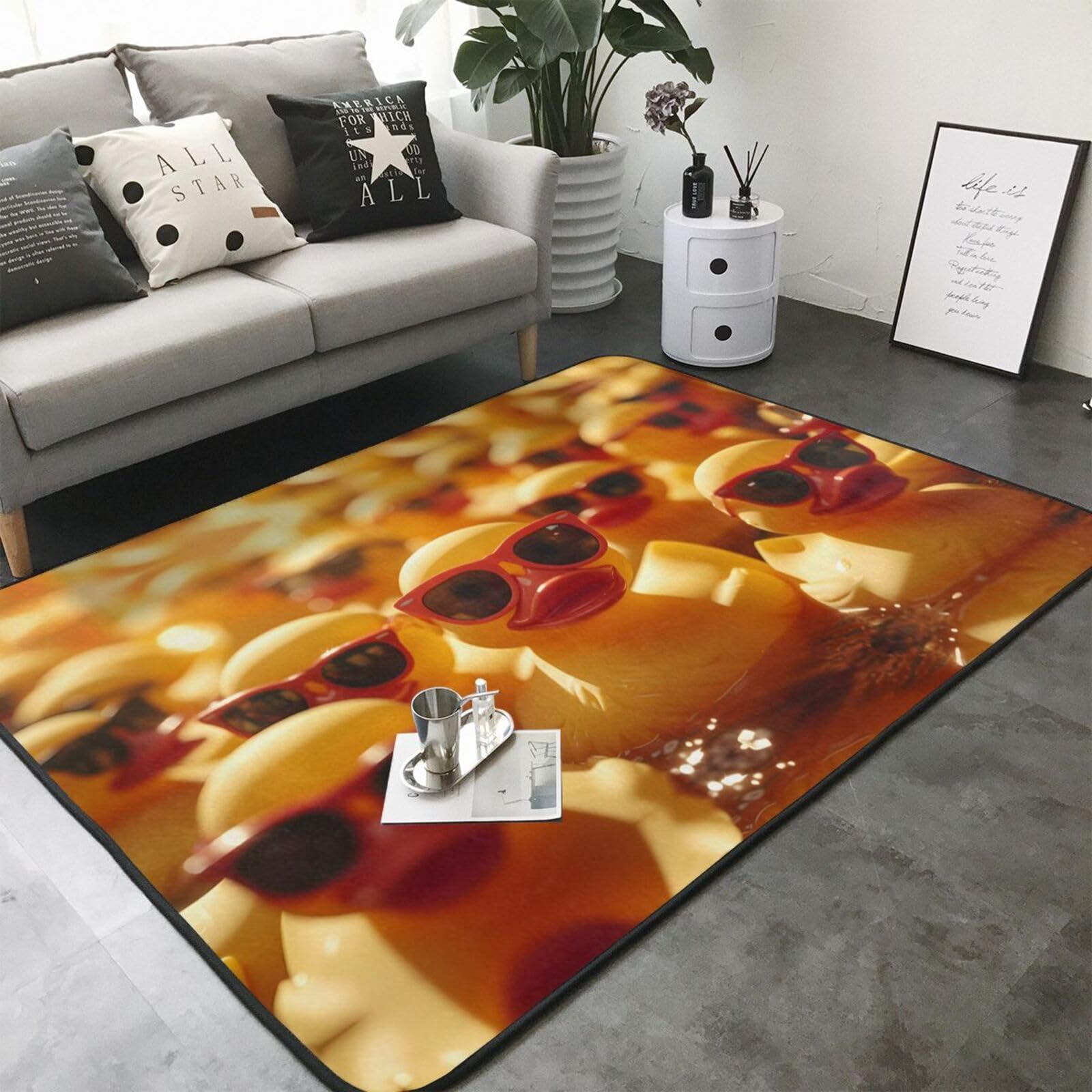 Tapis de soleil bleu canard jaune pour salon, chambre à coucher, tapis de sol d'intérieur, décoration esthétique, 122 x 213 cm, tapis antidérapant