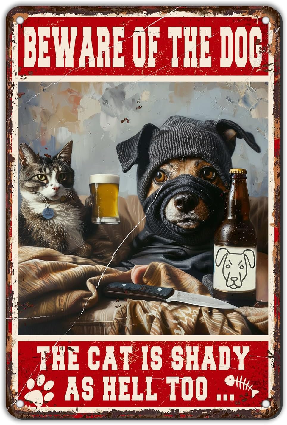 peiyeety Metal Sign The Cat is Shady Too Vintage Sign Rerto Tin Sign Alumium Sign for Home Bar Office Outdoor Wall Decor 8x12 Inch