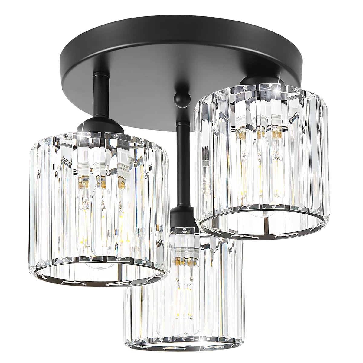 Crystal Semi Flush Mount Ceiling Light, 3-Light Modern Close To Ceiling Light