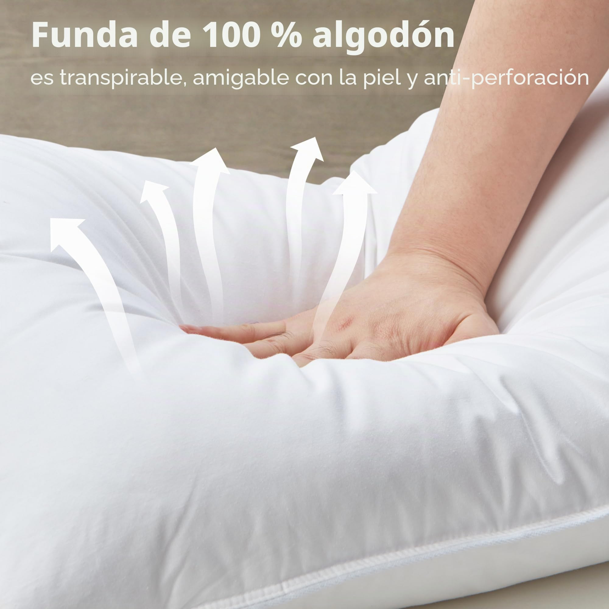 Deodar Juego de 2 almohadas de plumas de 48 x 74 cm, con relleno de 1100 g, 85% plumas de ganso, 15% plumón de ganso, funda de algodón hipoalergénica, lavable a máquina, certificado Öko-Tex y RDS