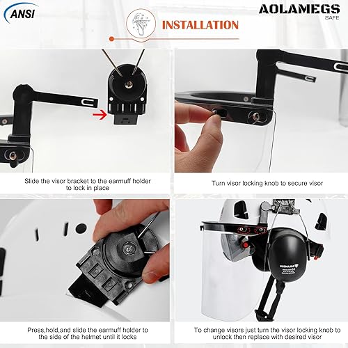 Miniatura 8 de Aolamegs Safe Chainsaw Helmet with Face Shield and Ear Muffs and Inner Visor Kit -OSHA Approved Arborist Helmet,Vented Forestry Safety Logging