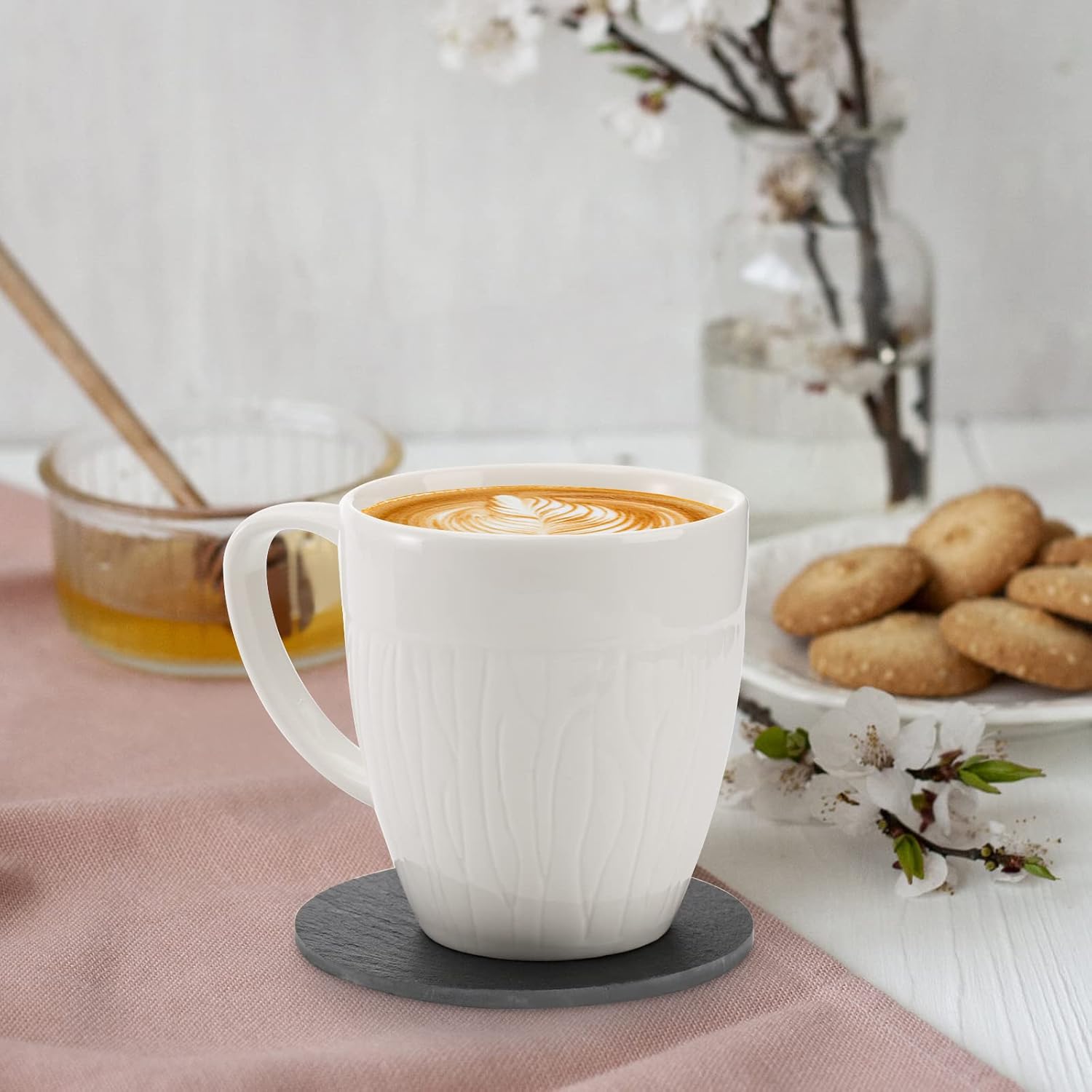 Dicunoy 24 PCS Slate Coasters, 4 Inch Round Drink Coasters with Holders, Rustic Farmhouse Style Black Marble Coasters for Bar, Kitchen, Coffee Table Decor, Housewarming, Birthday - Image 6