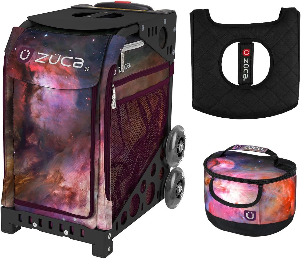 ZUCA Sport Bag - Galaxy with Gift Lunchbox and Seat Cover (Black Non-Flashing Wheels Frame)