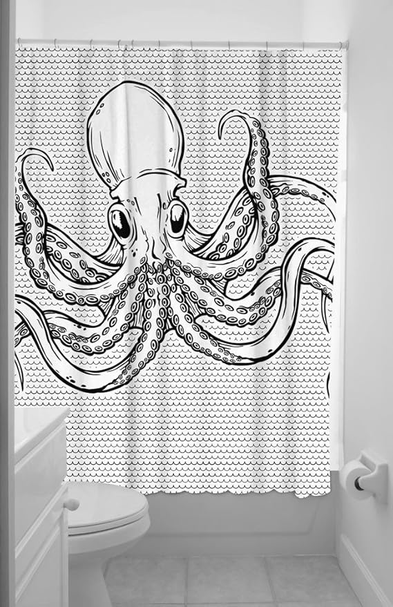 Sourpuss Octopus Shower Curtain, 72 Inch X 78 Inch Home