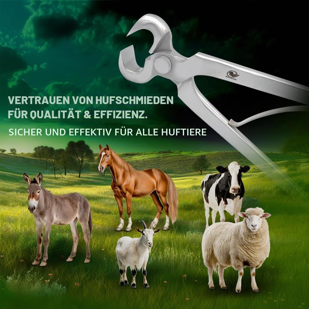 Hufzangen. 38 cm/35 cm/30 cm/25 cm. Hufschneider für Nutztiere. Hufpflege für Pferde. Hufschneider aus Edelstahl – Langlebiges Hufpflegezubehör für Hufschmiede (Hufzange mit Feder 25cm)