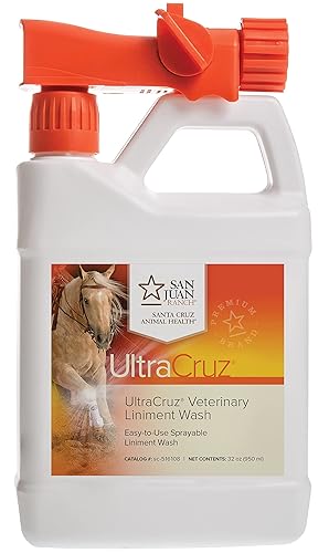 UltraCruz Lavado de linimento veterinario para caballos, 32 onzas con spray de viaje