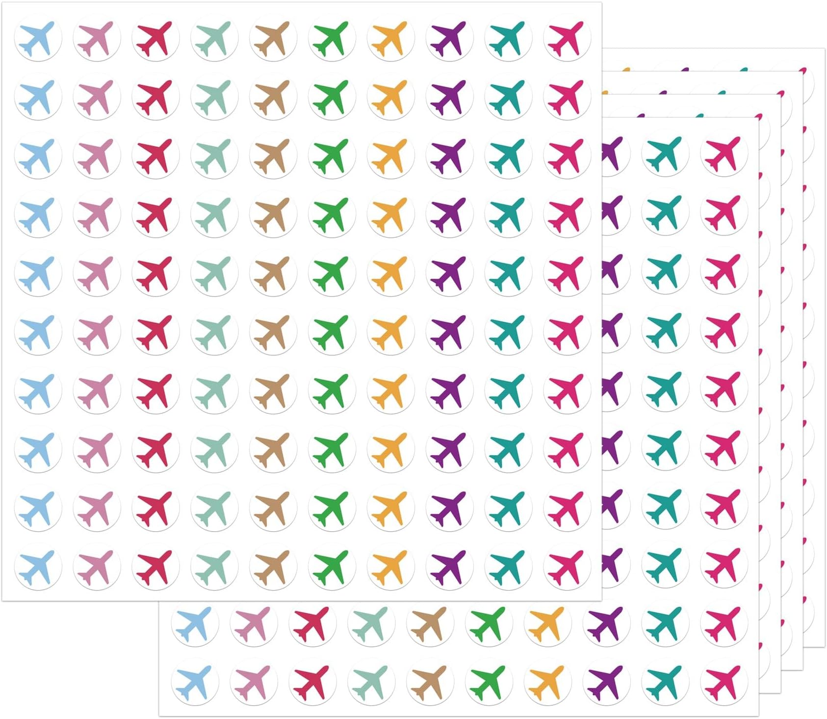Pop Resin 500 Multicolor Travel The Map Airplanes Mini Stickers - 0.5 Inch Round Paper Stickers for Scrapbook, Classroom, Home Decoration