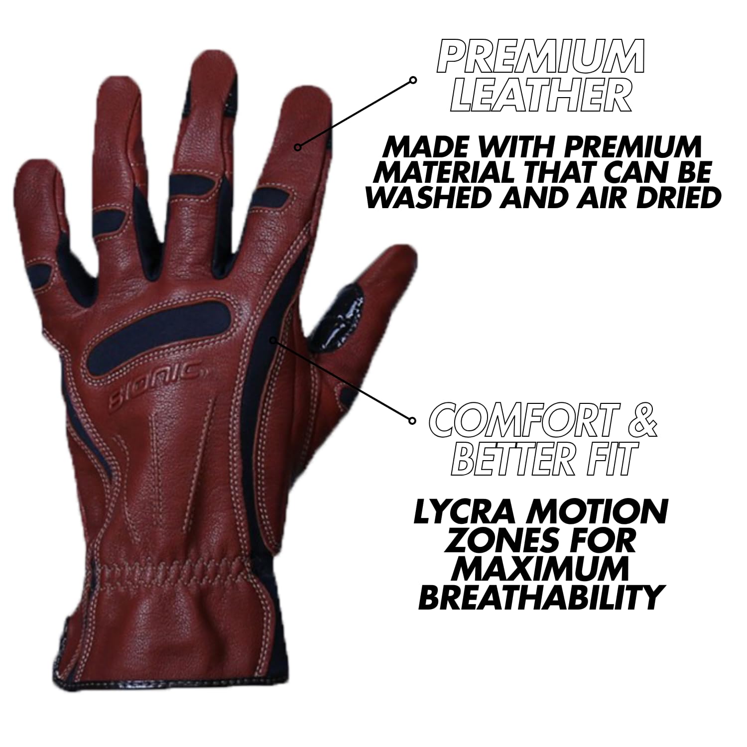 BIONIC GDTN-M-P-BR-XL Tough Pro - Guantes de piel para hombre, talla XL, color marrón