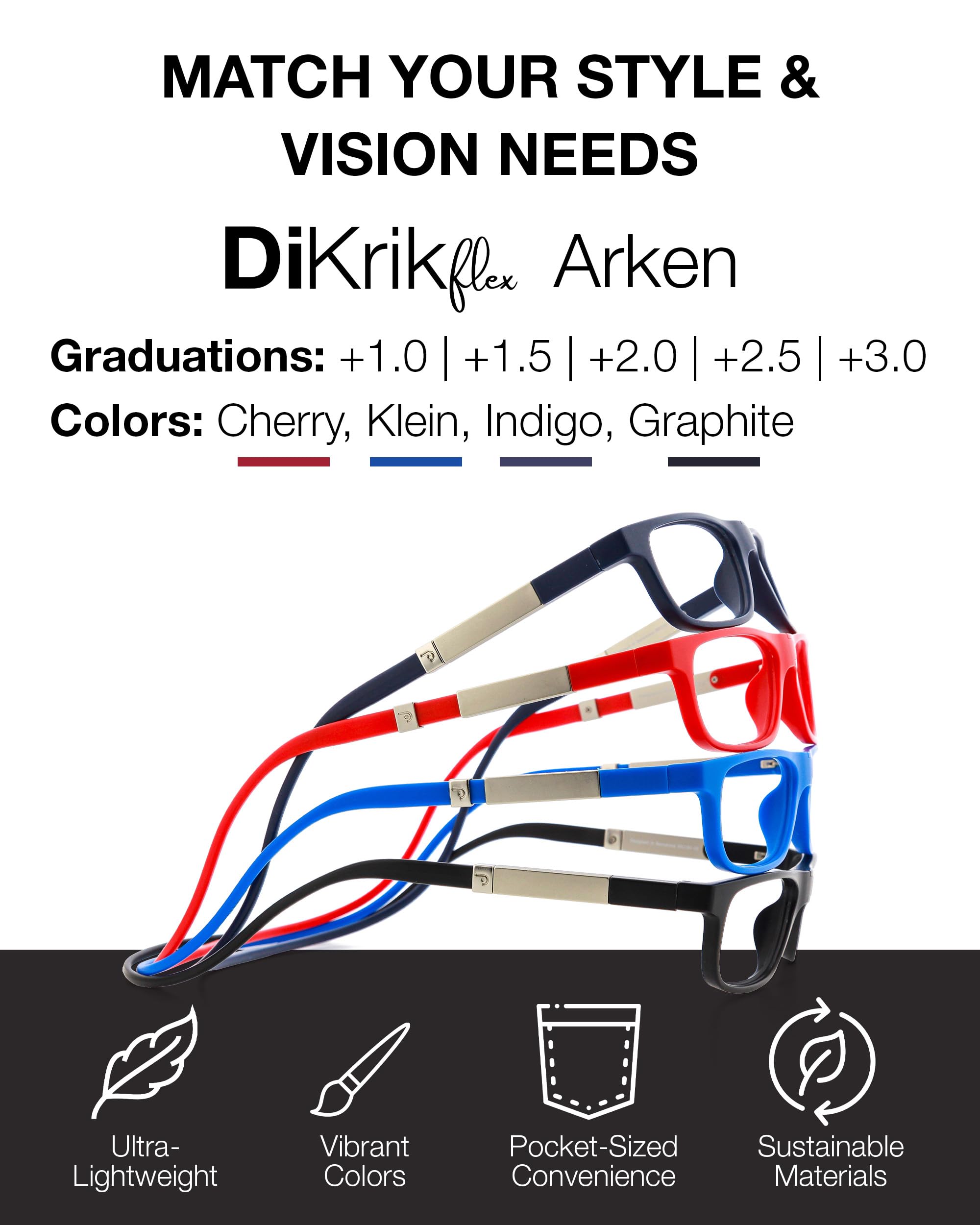 DIDINSKY Krik Occhiali da Lettura Magnetici, Anti Luce Blu | Chiusura magnetica frontale · Per leggere da vicino · Anti luce blu · Ingrandimento +1.0 a +3.0 · Custodia inclusa