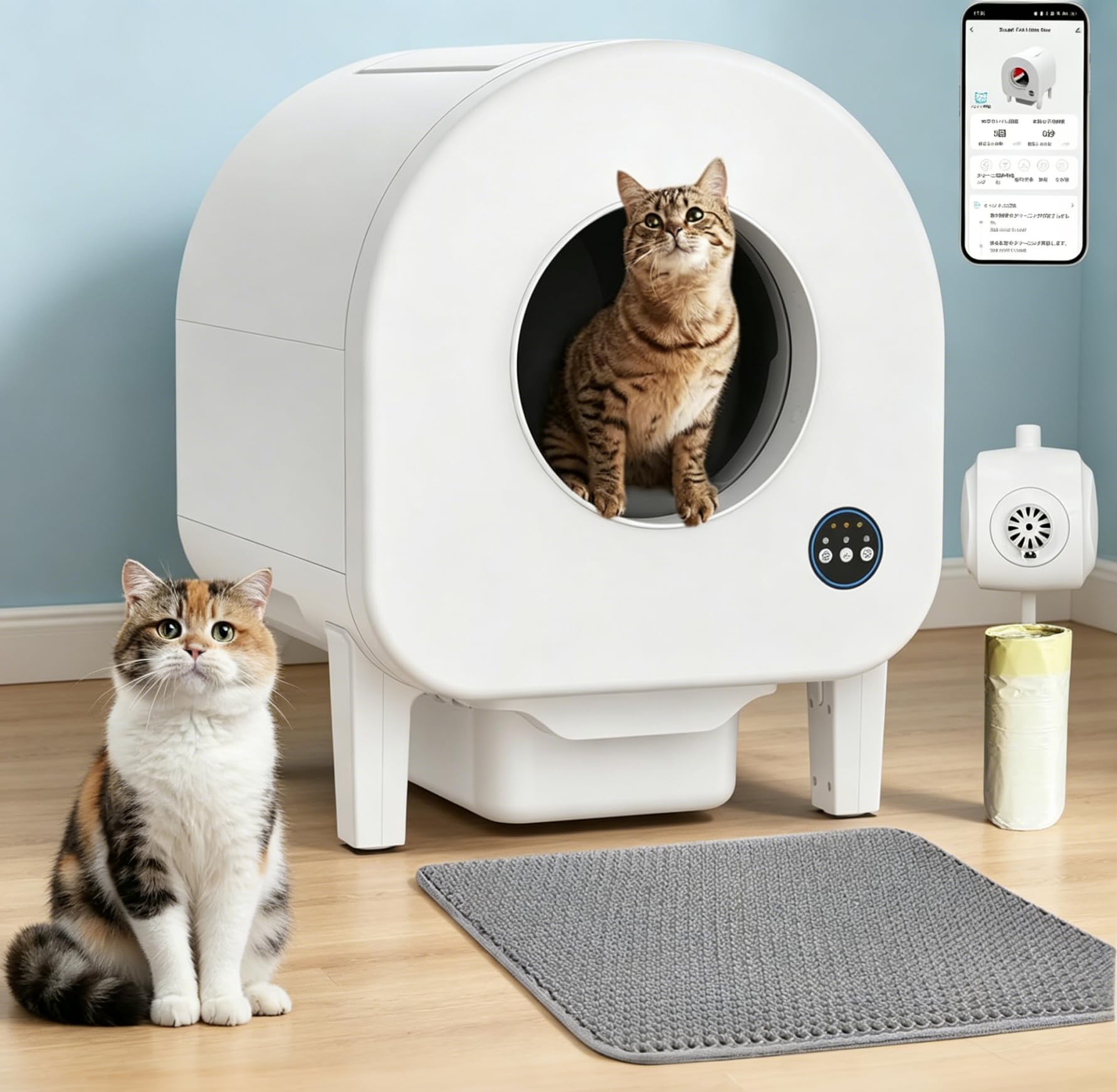 Amazon | 猫 トイレ 猫用全自動トイレ 自動掃除 多頭飼い対応 APP遠隔