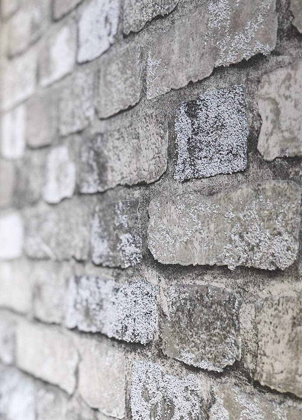 Marburg Brick Stone Grey Wallpaper 395.66 x 20.86 Inch for Living Room, Bedroom, Kitchen Non-Woven Removable 100% Made in Germany Premium Quality 58411