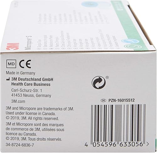 Miniatura 4 de 3M Micropore - Cinta médica de silicona respetuosa con la piel, 1 pulgada x 5-1/2 yardas, azul, 12 rollos, 1 paquete