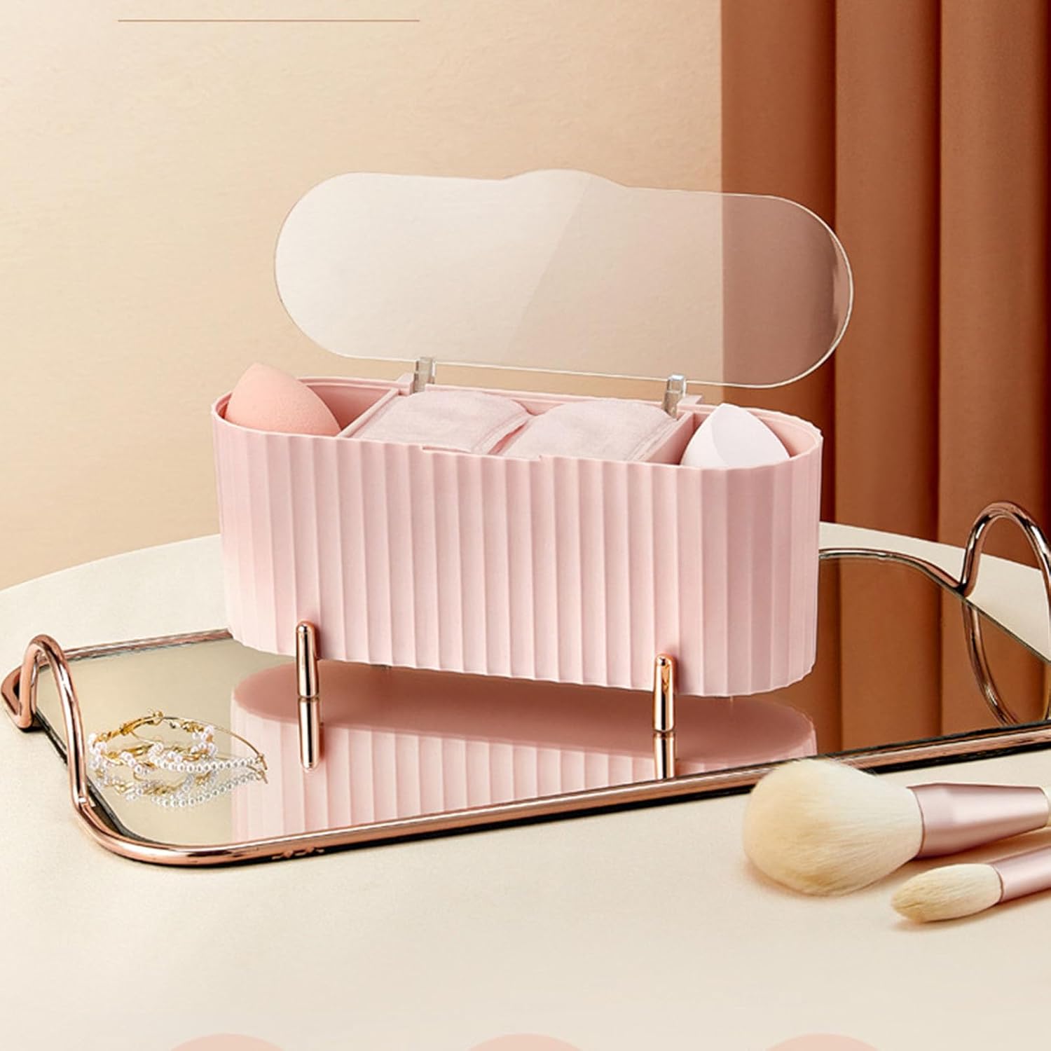 Organisateur de cosmétiques en bois, boîte de rangement de maquillage de bureau pour parfum