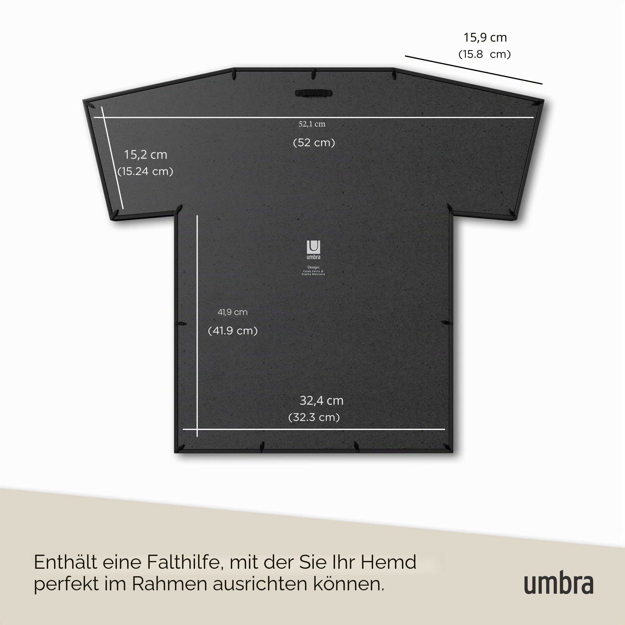 Umbra T-Frame Trikotrahmen für Jugendgrößen – Rahmen für T-Shirts & Fußballtrikots, Schwarz