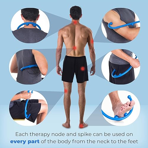 Miniatura 3 de Thera - Masajeador de espalda y cuello, herramientas de masaje de punto gatillo para aliviar el dolor y auto masaje, bastón de gancho, terapia de