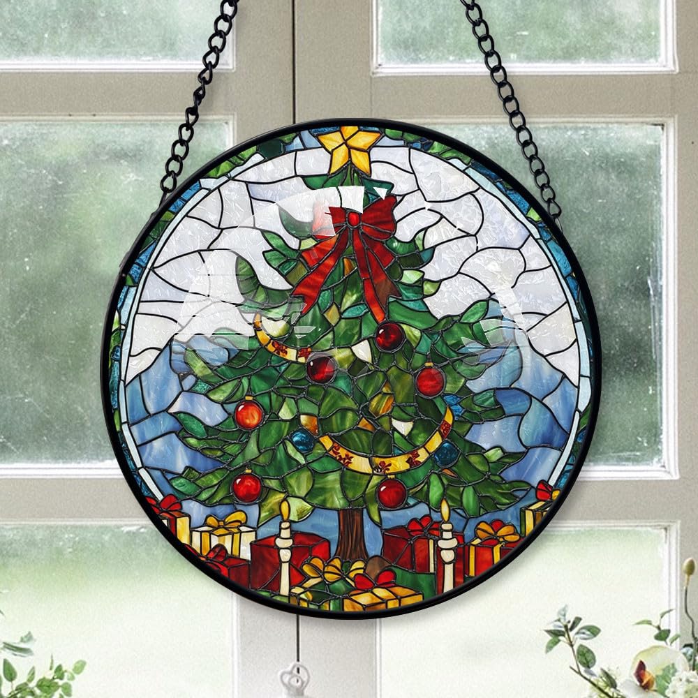 Customized Christmas Candle Stained Glass, Christmas Candle for Christmas Tree, Christmas Candle Suncatcher, Christmas Hanging Décor VyXLKw (Design 350)