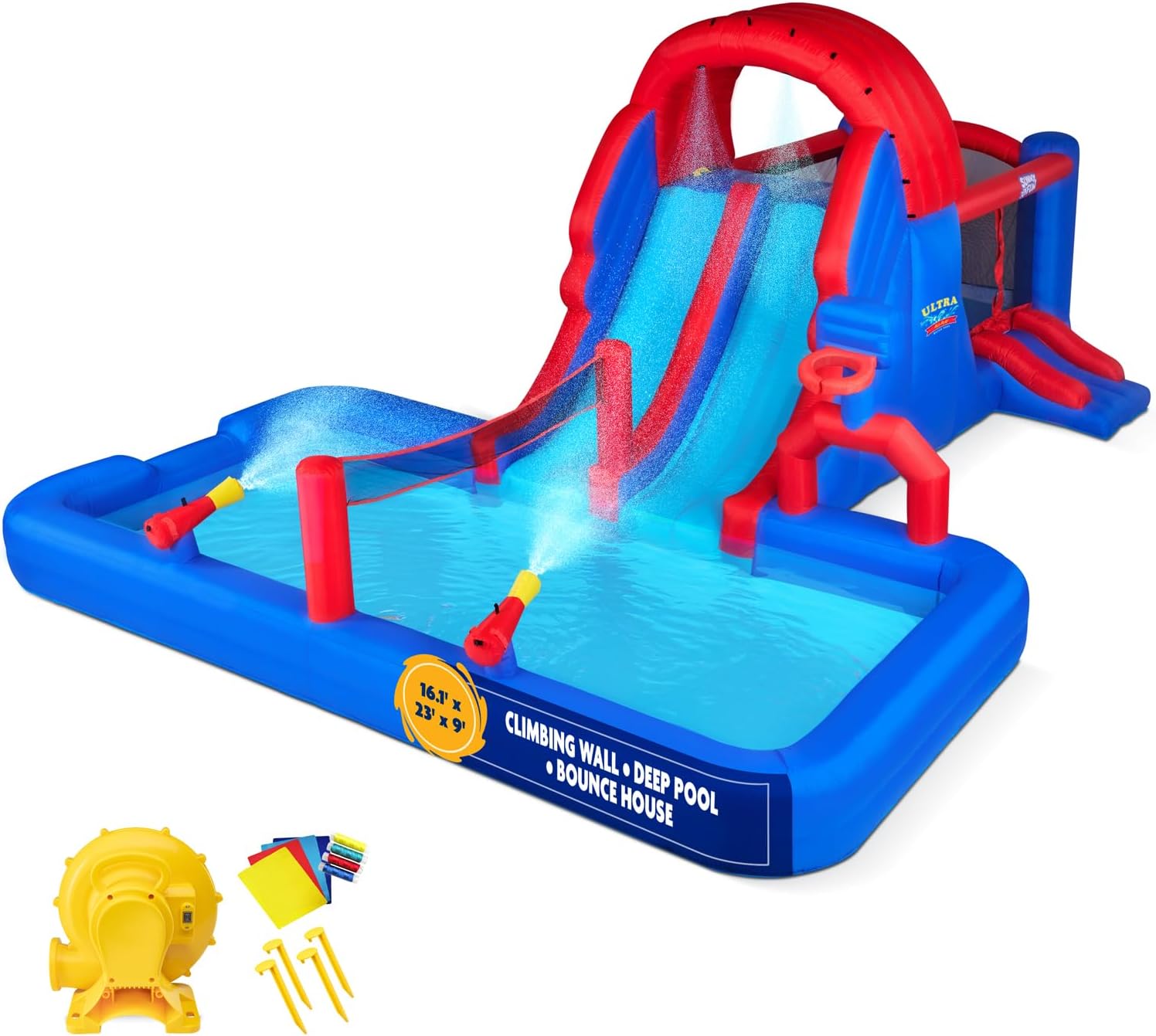 Ultra All-Play Inflatable Water Slide Park with Bounce House