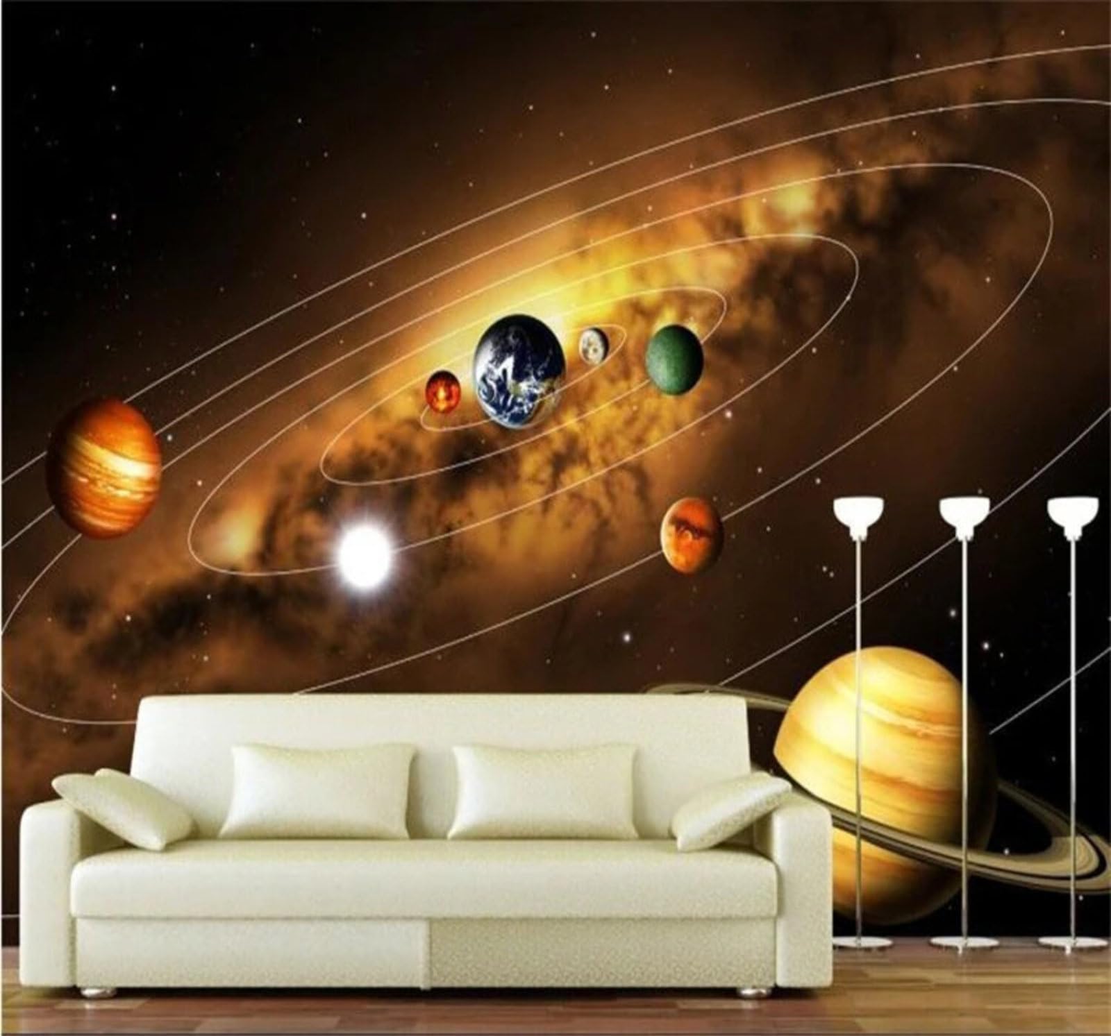 Minimalist Three Dimensional Planet Universe Space 3D Wallpaper Easy Install Feature Office Living Room Sofa Bedroom TV Background Wall Decoration-400cm×280cm