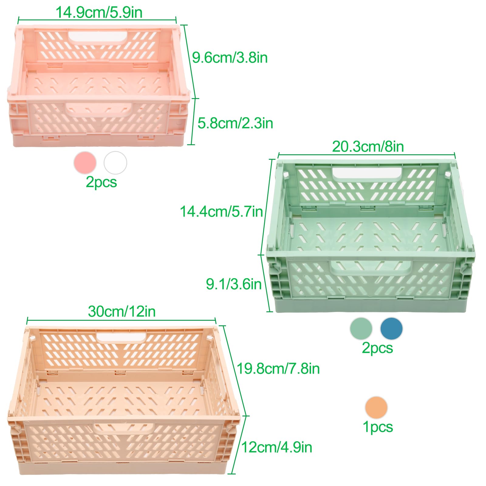 Paniers Pliants DMJJSD - Lot De 5 - Multicolore - Rangement Cuisine, Salle De Bain