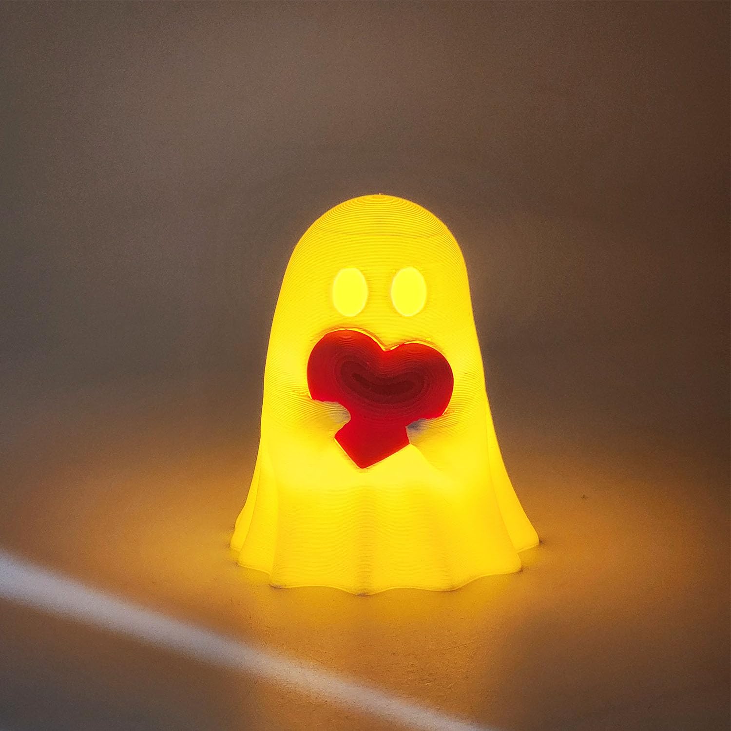 Cute Ghost Night Lamp with Heart | LED Tealight Table Decor | Romantic & Cozy Home Night Light | Valentine Gift, Bedroom Desk Décor (White & Red, 70 mm)-image-16