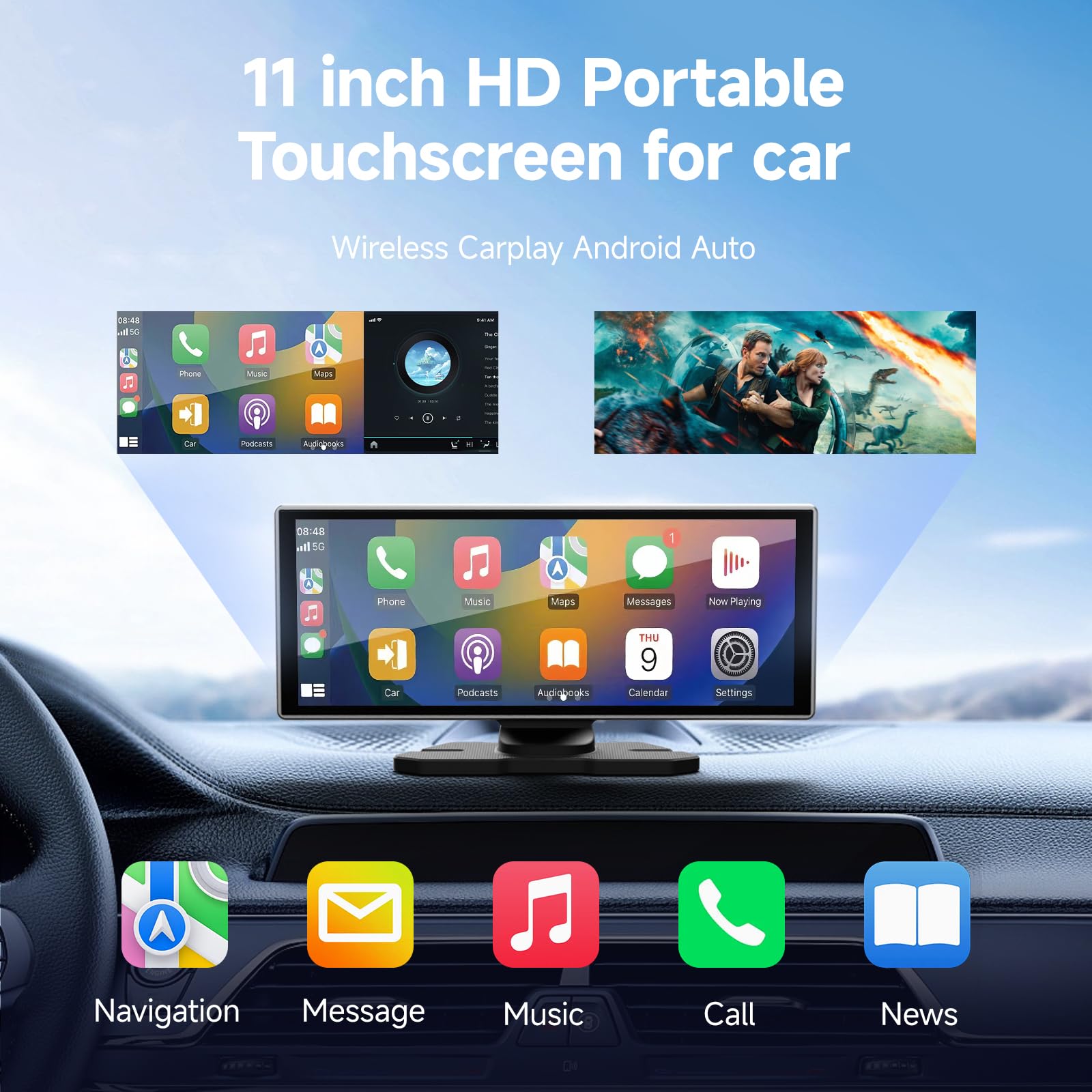 Amazon.com: 11.26 Inch HD Touchscreen Car Display, Wireless