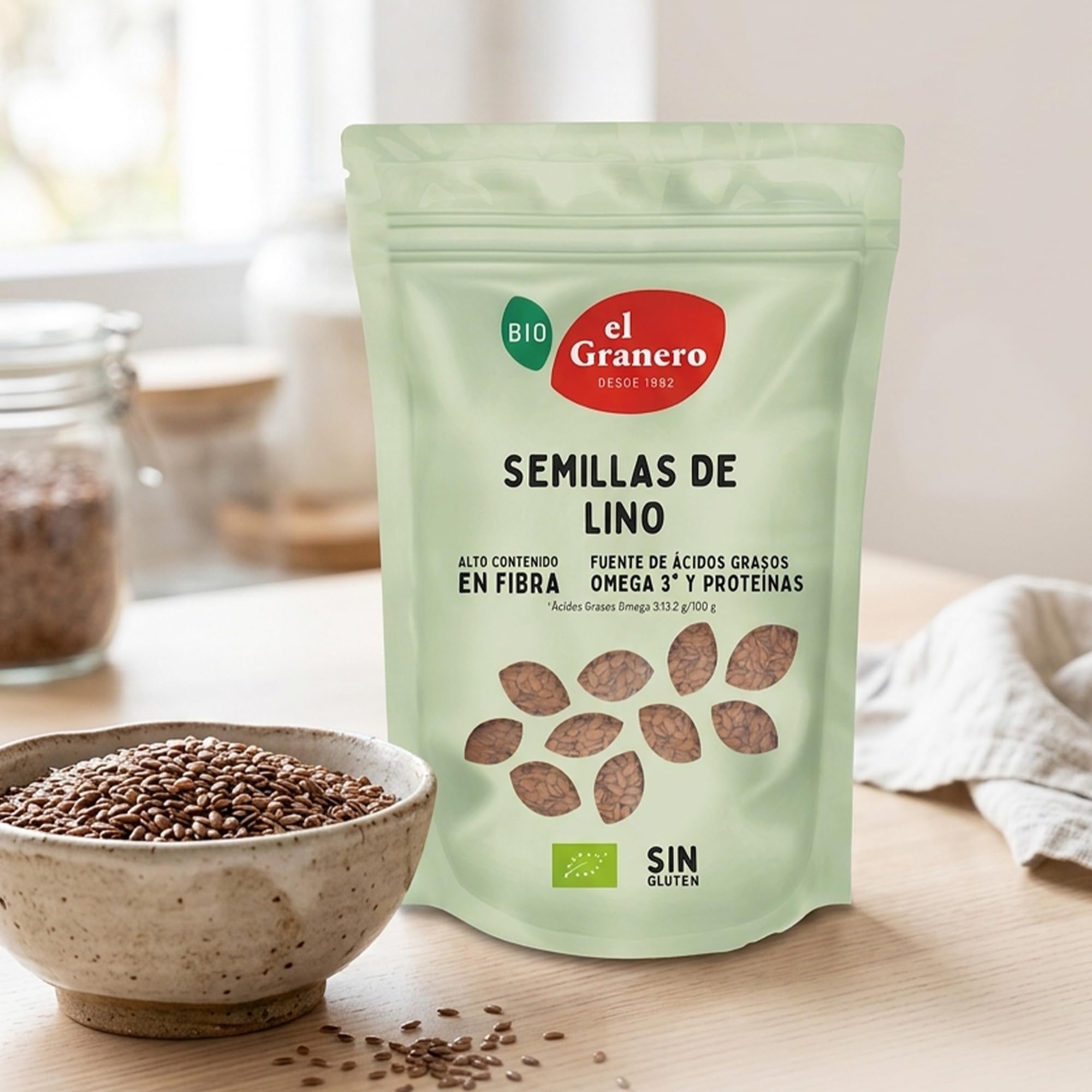 El Granero Integral - Semillas de Lino BIO - 500 Gr - Fuente de Proteínas y Ácidos Grasos Omega-3 - Ricas en Fibra y Antioxidantes - Regulan el Azúcar en la Sangre - Aptas para Veganos
