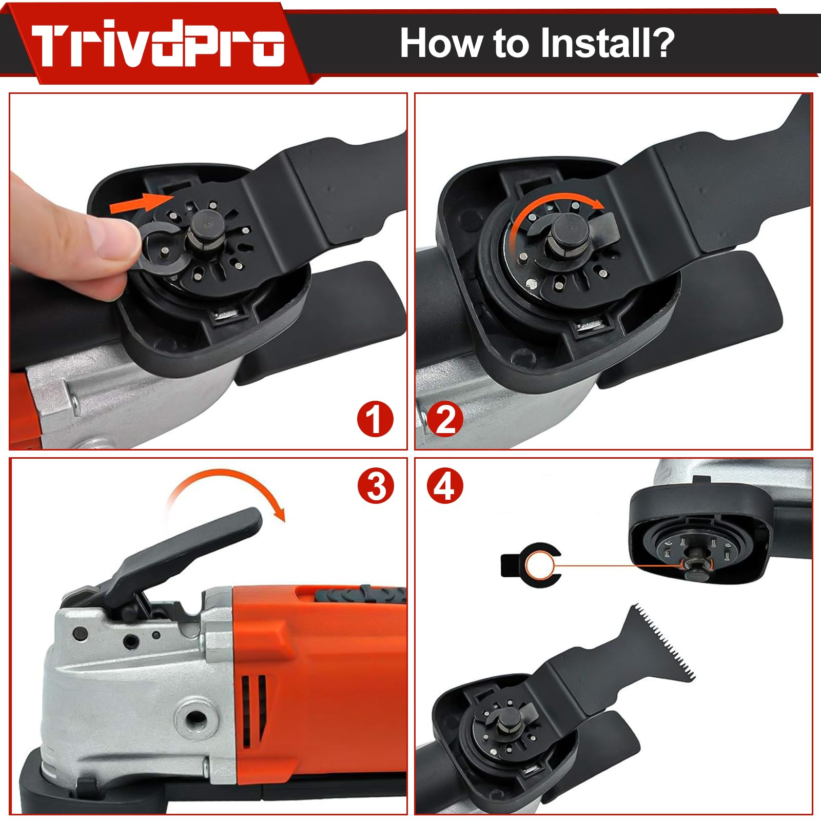 TrivdPro - Juego de 50 cuchillas oscilantes para herramientas múltiples, hojas de sierra oscilantes para metal, madera, plástico, cuchillas osciladoras para multiherramienta, compatible con Dewalt