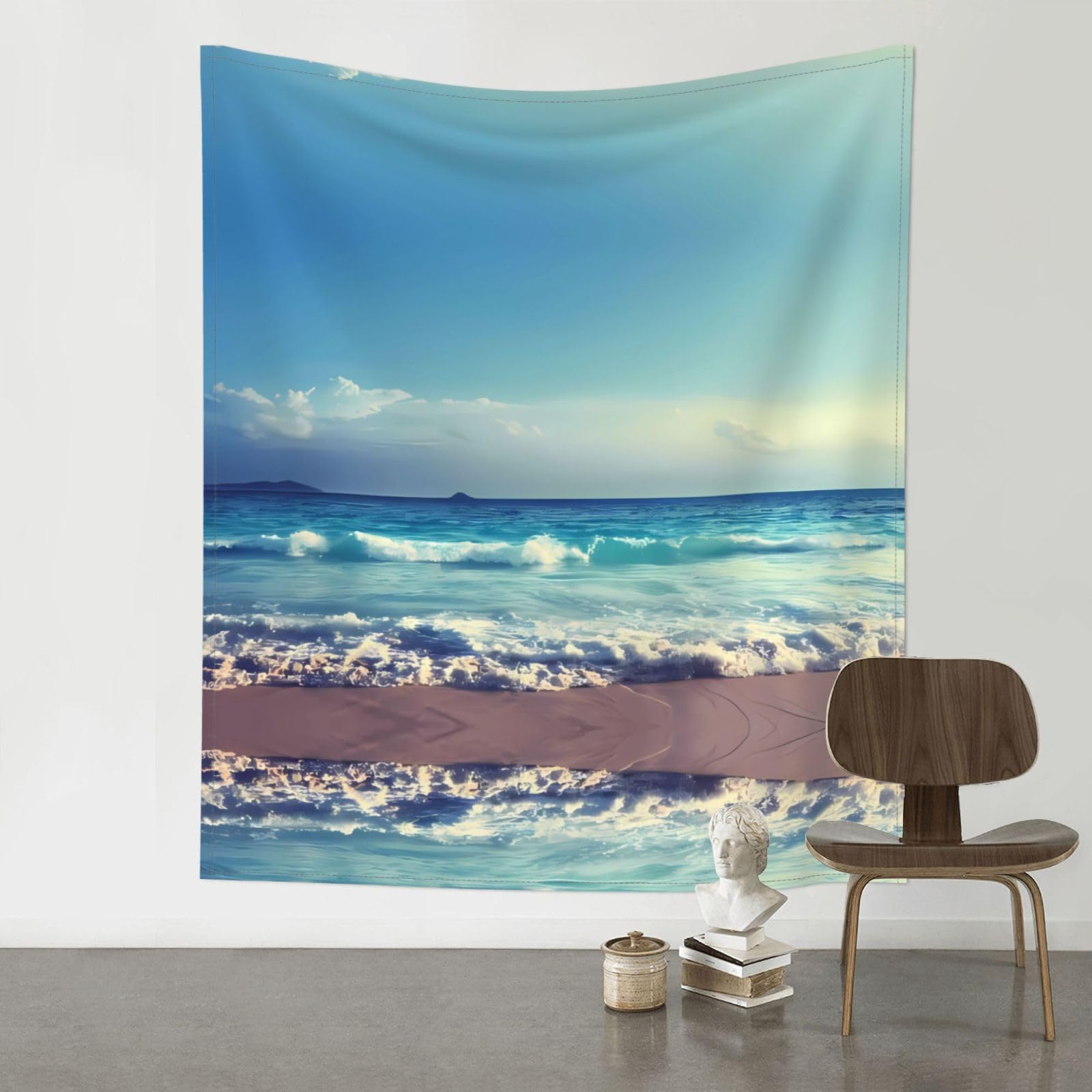 YYHWHJDE Beach in Sunset Time Prints 60x51in Wall Tapestry – High-Grade Polyester Throw for Dorm, Beach & Home Decor