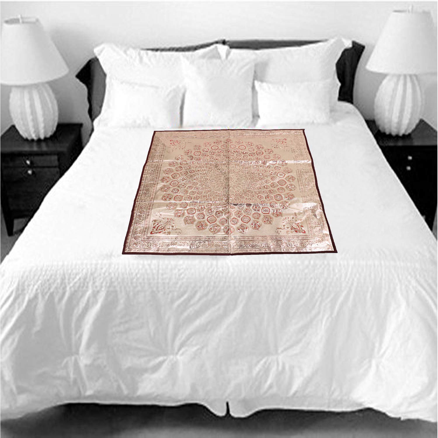 Kuber Industries Shining Leaf Design PVC Food Mat - Gold