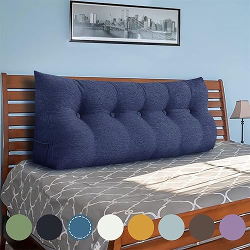 Vista 109 de WOWMAX Almohada de cabecera tamaño Queen Triangular Almohada de cuña para cabecero, almohada grande para cama con funda extraíble, 85% lino 15%