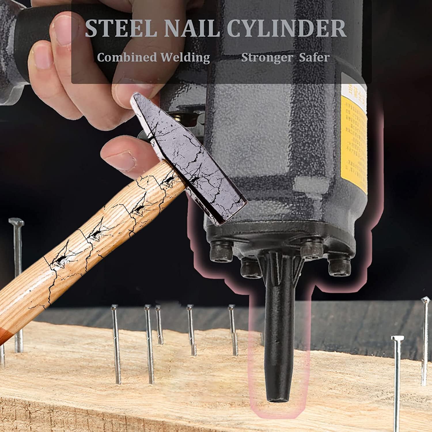 Tyenaza Heavy Duty Professional Air Punch Nailer Nail Remover Nail Puller Thread Air Inlet Pneumatic Nailer Removes Gauge Nails