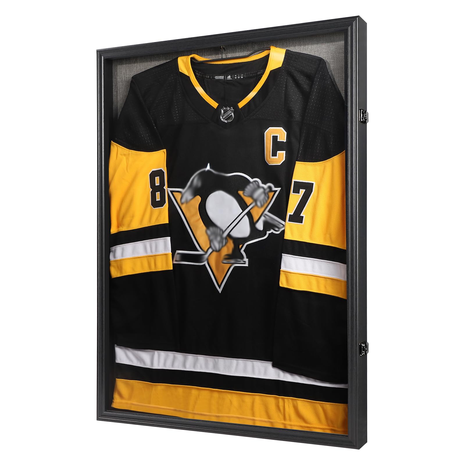 Jersey Display Frame Case, Large Lockable Shadow Box Sports Jersey Frame with 98% UV Protection Acrylic and Hanger for Baseball Basketball Football Shirt