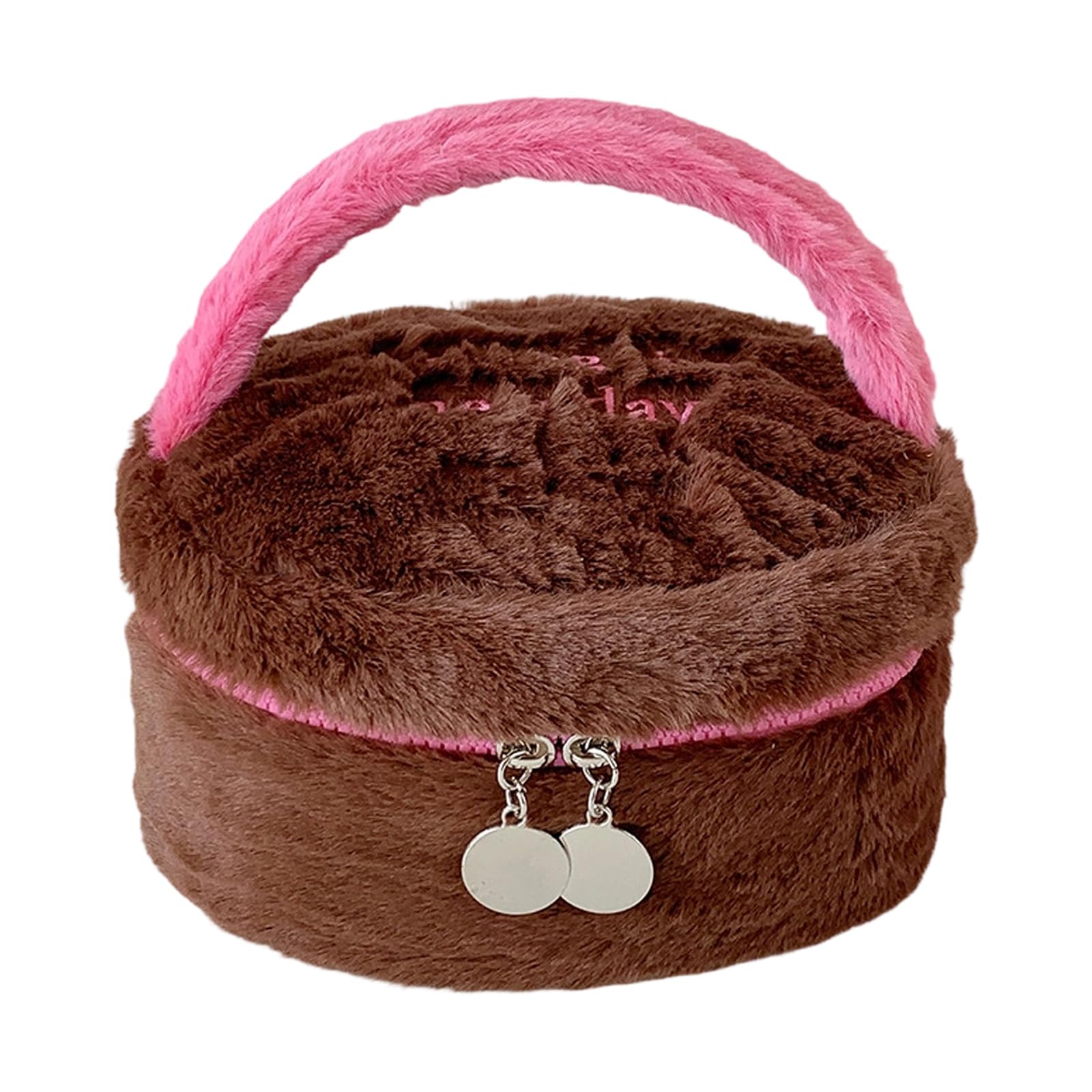 WAGHAVEN Multipurpose Plush Cosmetic Case with Sturdy Handles for Quick Access Thin Travel Bag