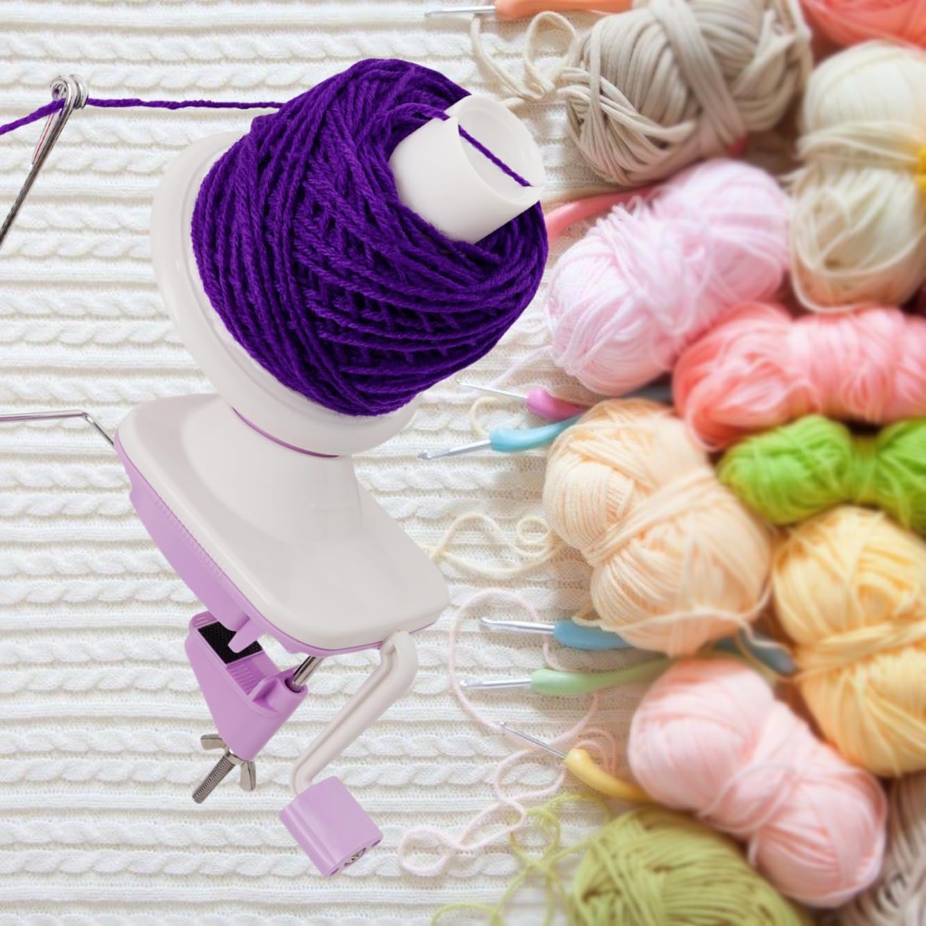 Yarn Winder, Yarn Ball Winder, Easy to Install Yarn Cake Winder Efficiently Make Neat 3.5 oz Yarn Cake, Sturdy ABS Yarn Winder for Crocheting with Lower Noise,The Helper for Knitting Enthusiast
