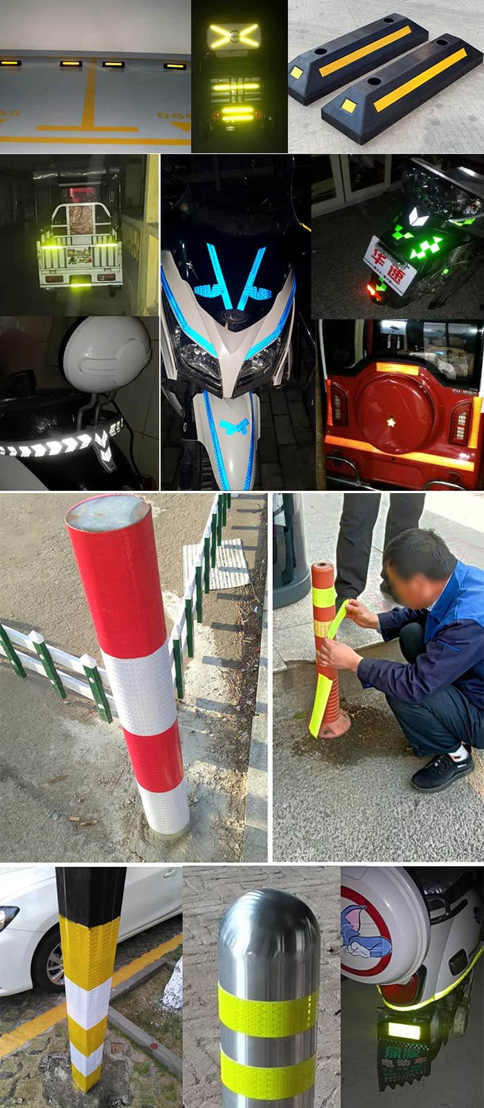 Cinta adhesiva reflectante, cinta de precaución, cinta de advertencia reflectante, pegatina de seguridad nocturna, cinta de seguridad reflectora for marcar áreas, objetos y vehículos 1,2 pulgadas x 16