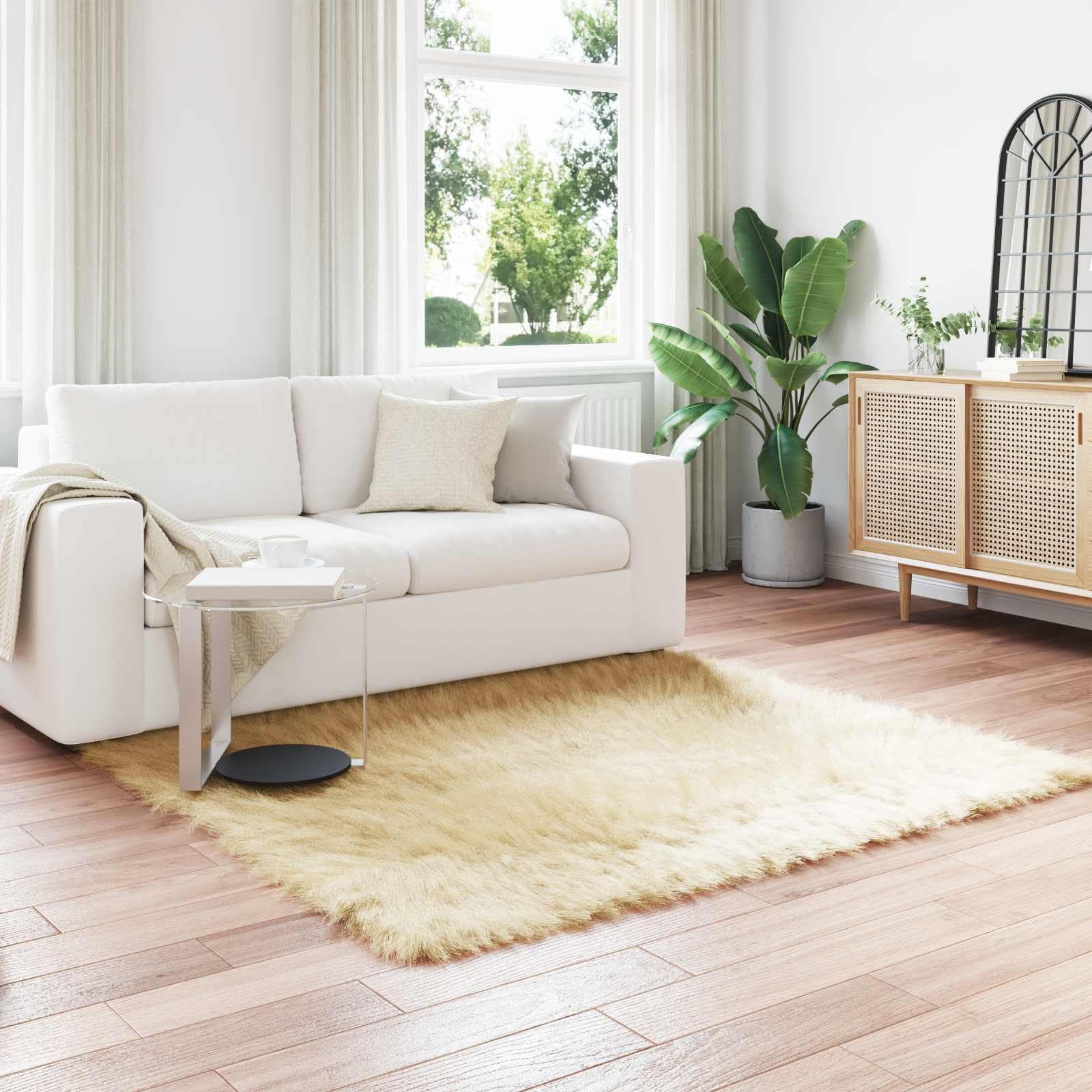 Tapis doux et facile d'entretien en fausse fourrure TAFALLA 120x120cm