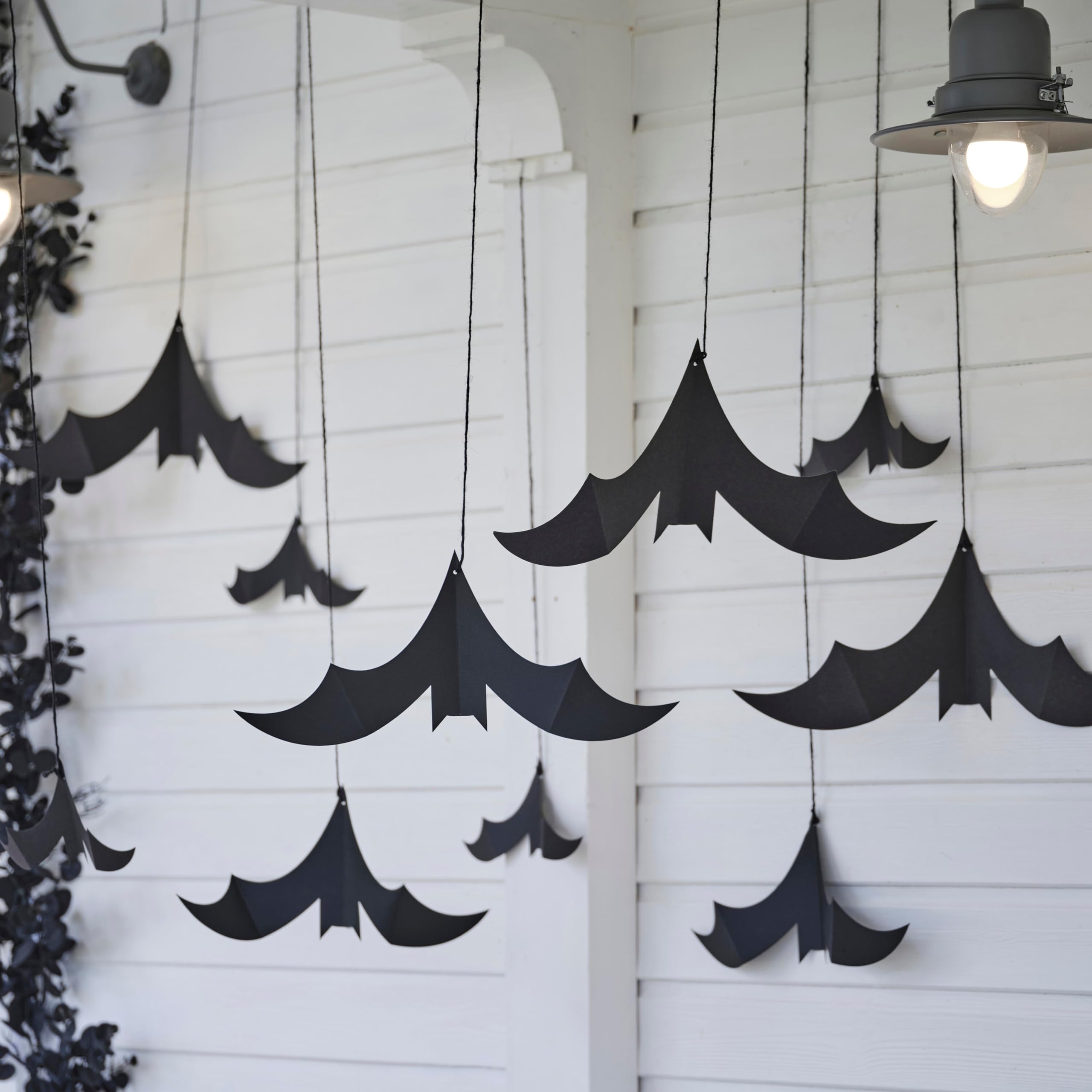 Ginger Ray Halloween Black Party Hanging Bats Decoration Pack of 10