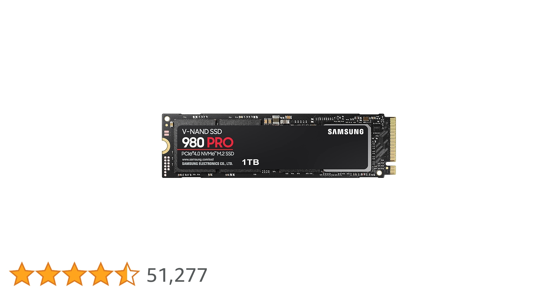 Samsung 980 PRO 1TB Up to 7,000 MB/s PCIe 4.0 NVMe M.2 (2280) Internal Solid State Drive (SSD) (MZ-V8P1T0)