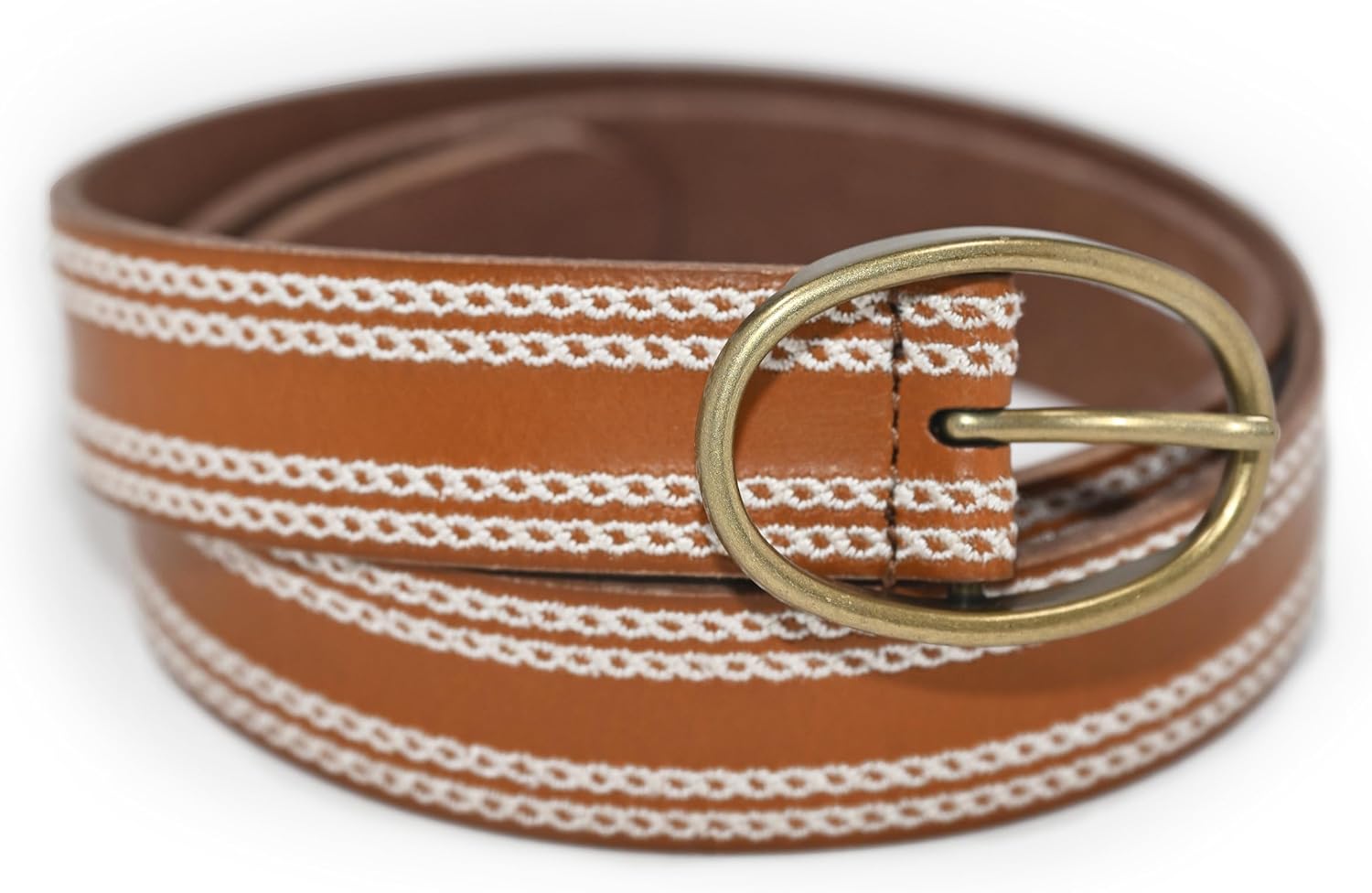 Lucky Brand Women's Embroidered Edge Leather Belt