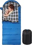 REDCAlMP Kids Sleeping Bag for Camping, 32-77 Degree 3 Season WAM or Cold Weather Fit Boys, Girls & Teens BluelRose Red