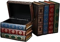 PLAZOTTA 2 Pack Vintage Wooden Decorative Book Boxes - Antique Faux Book Storage for Home Organization (Style C)