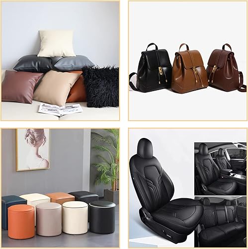 Vista 41 de Picheng Hojas de vinilo de piel sintética: tela de piel sintética lisa gris claro, impermeable, 54 x 36 pulgadas, tapicería de vinilo suave