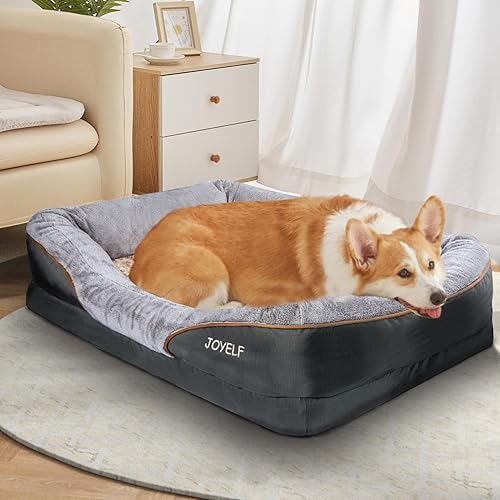 Miniatura 8 de JOYELF Cama extragrande de espuma viscoelástica para perro, cama ortopédica y sofá con funda extraíble lavable y juguete chirriante como regalo