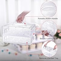 Vista 6 de BTSKY Soporte para cupcakes de plástico transparente de 2 niveles con tapa y asas, portador portátil para 24 cupcakes, contenedor de almacenamiento