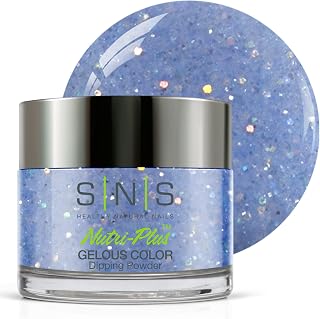 SNS Nail Dip Powder, Gelous Color Dipping Powder - Obelisco (Blue/Glitter) - Long-Lasting Dip Nail Color Dip Nail Color Lasts 14 Days - Low Odor & No UV Lamp Needed - 1 Oz