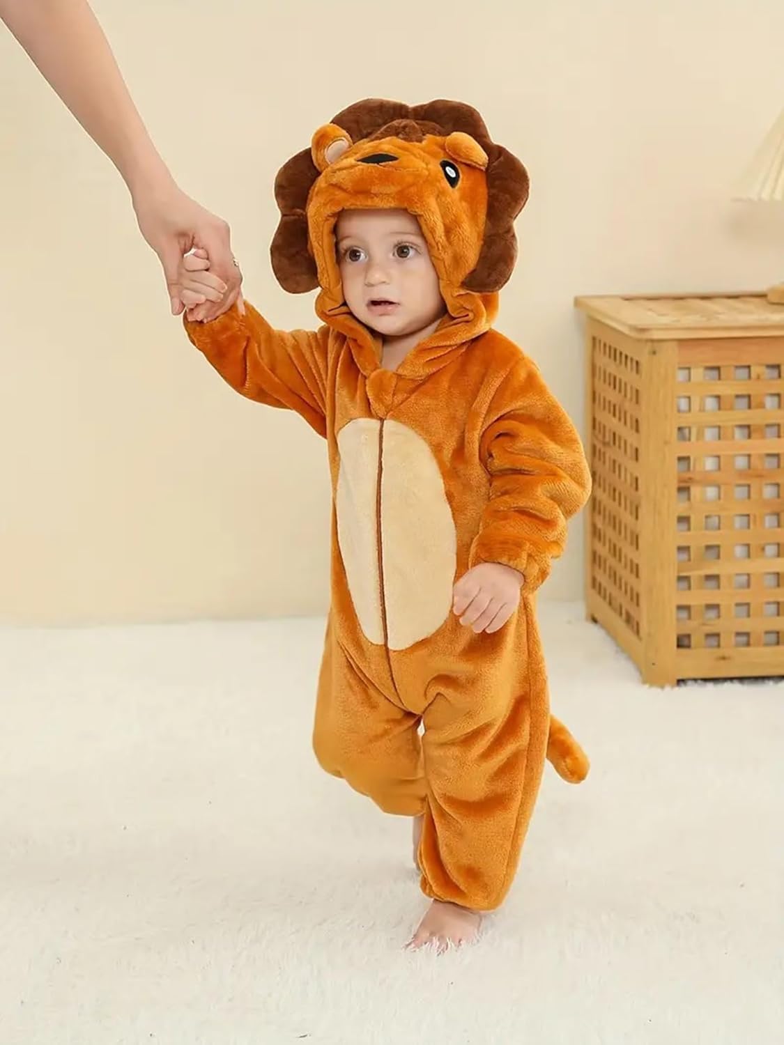 DarkCom Unisex Baby Lion Costume Animal Onesie Toddler Hooded Romper Halloween Kids' Christmas Pajamas - Image 4