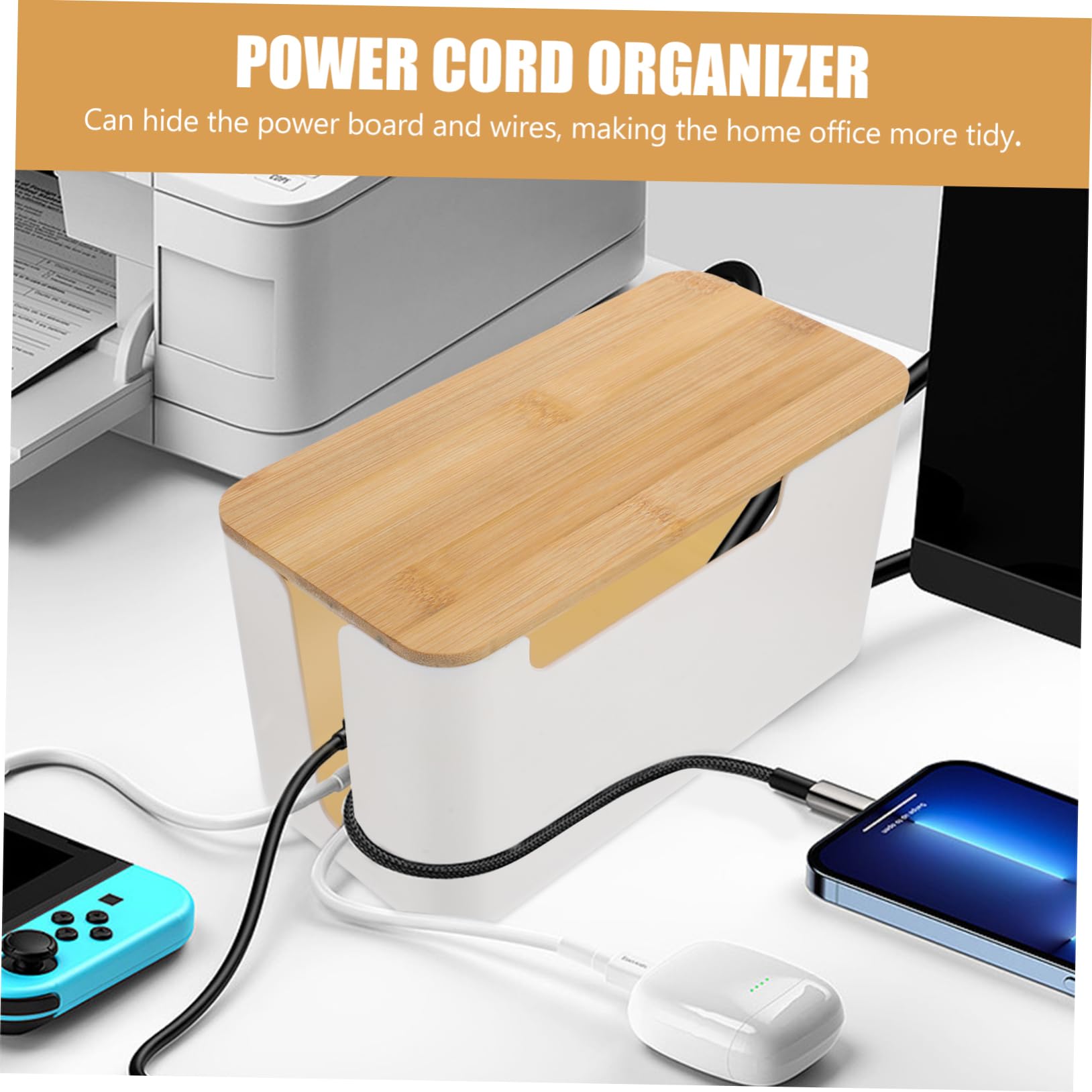 Homoyoyo 2stücke Kabelmanagementbox Kabelorganisator für Schreibtisch Organizer für Kabel Datenkabelbox Steckdosenleisten-Organizer Netzkabel-Organizer Kabelaufbewahrungsbox Platzsparend